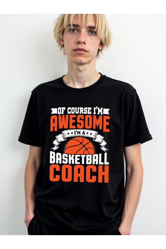 Awesome Basketball Coach Tee men's graphic t shirts black elegant short Perfect for exercise Hip-hop street style Basic Unisex Shirt Printed tshirts