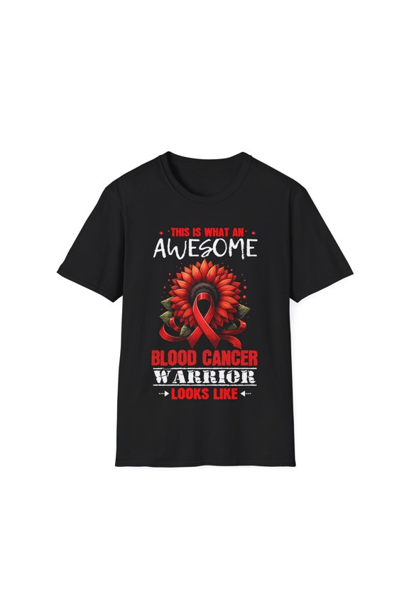 Awesome Blood Cancer Warrior Awareness Month Red Ribbon TShirt