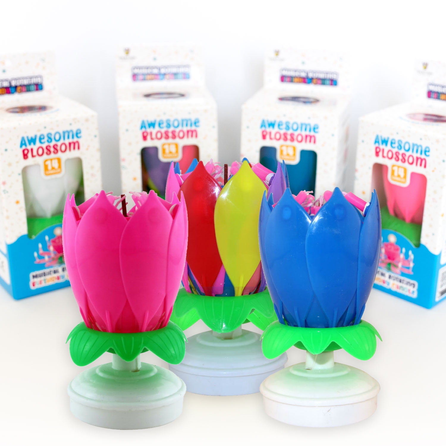 Awesome Blossom 14 Candle Musical Lotus Flower Birthday Cake Candle