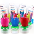 thumbnail image 1 of 6pk Awesome Blossom - 14 Candle Musical Lotus Flower Birthday Candle that Opens, Spins and Plays Happy Birthday (6 pack, Mixed), 1 of 5