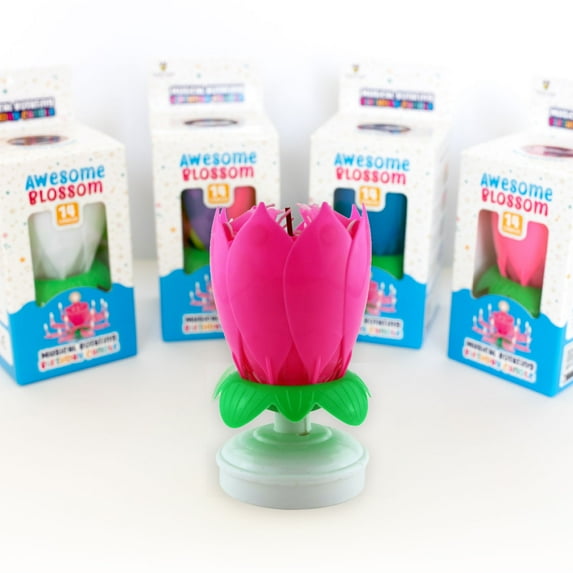 Awesome Blossom - Incredible Musical Lotus Flower Birthday Candle that Opens, Spins and Plays Happy Birthday by Ovation Novelties (1 Pack, Pink)