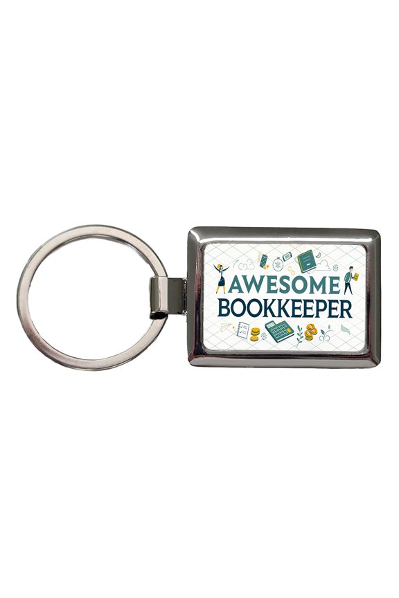 Awesome Bookkeeper Inspirational Metal Rectangle Keychain