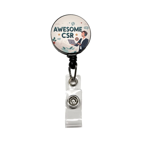 Awesome CSR Customer Service Rep Inspirational Retractable Reel ID Badge Key Card Name Tag Holder with Clip