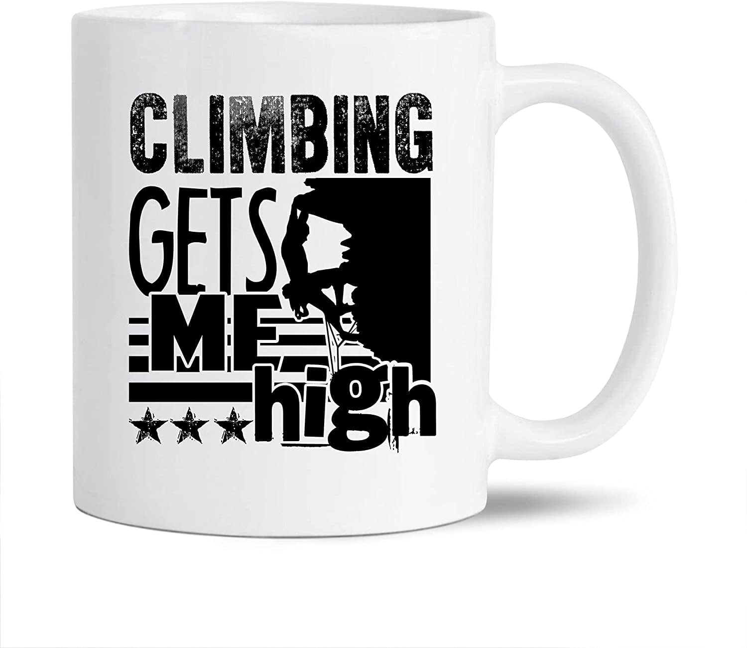 Awesome Climbing Decorative Mug, Climbing Gets Me High Pottery Teacup