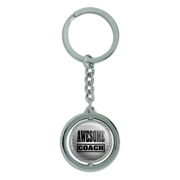 Awesome Coach Teacher Team Sports Spinning Circle Metal Keychain