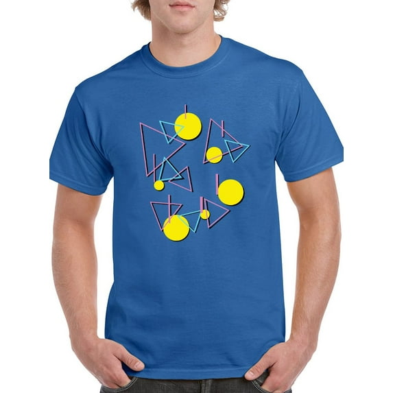 Awesome Combination Of 90's Geometric Figures Men Royal Blue T-Shirt, Male Small