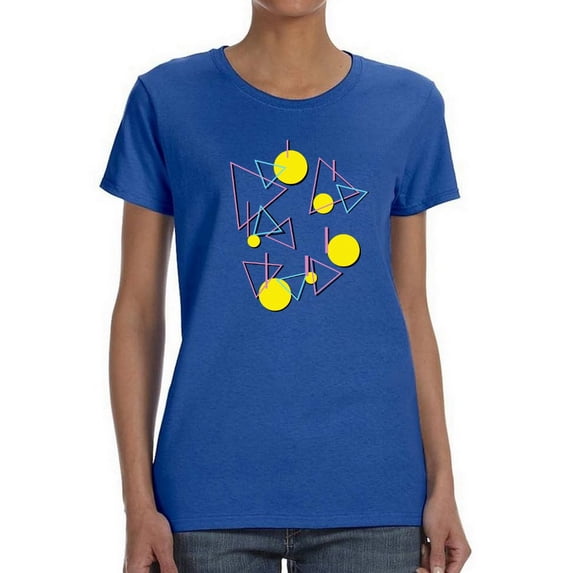 Awesome Combination Of 90's Geometric Figures Women Royal Blue T-Shirt, Female Medium