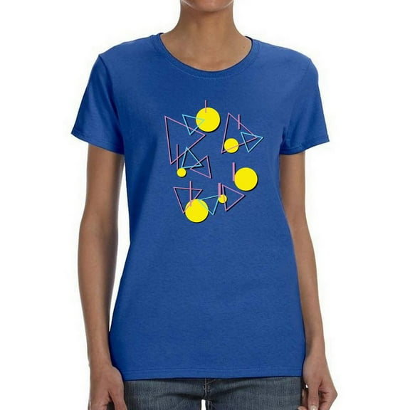 Awesome Combination Of 90's Geometric Figures Women Royal Blue T-Shirt, Female XX-Large