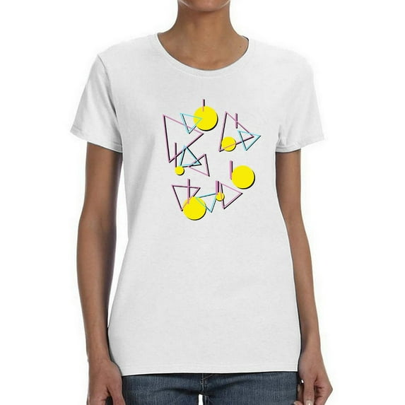 Awesome Combination Of 90's Geometric Figures Women White T-Shirt, Female XX-Large