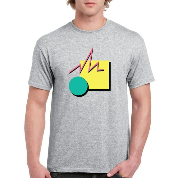Awesome Composition Of 90's Figures And Colors Men Athletic Heather T-Shirt, Male x-Large