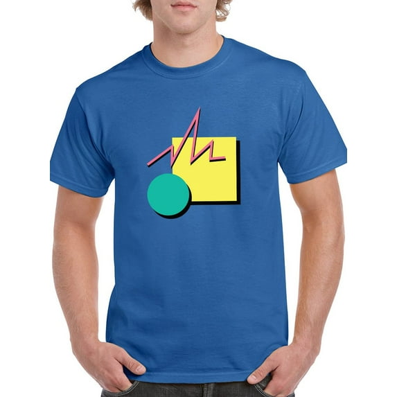 Awesome Composition Of 90's Figures And Colors Men Royal Blue T-Shirt, Male Small