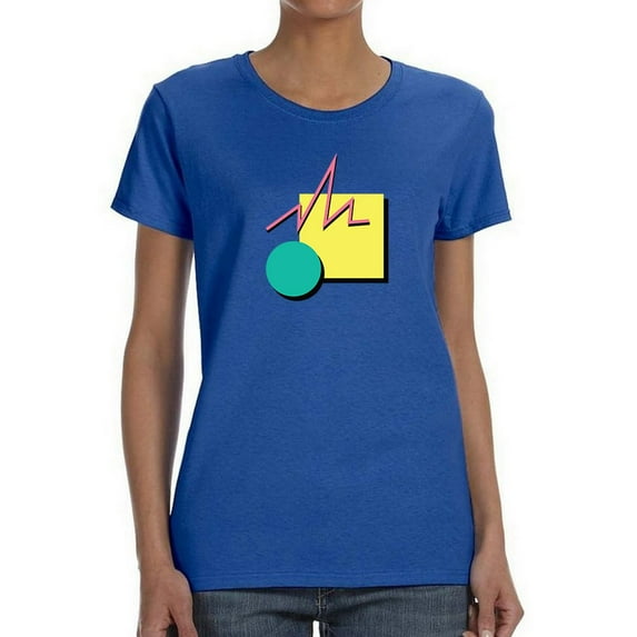 Awesome Composition Of 90's Figures And Colors Women Royal Blue T-Shirt, Female Small