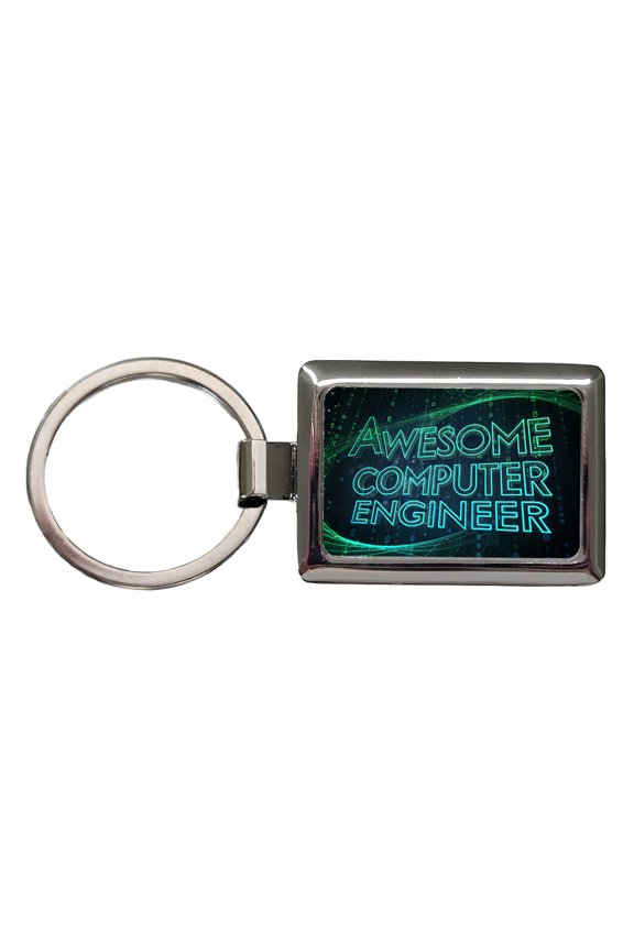 Awesome Computer Engineer Inspirational Metal Rectangle Keychain