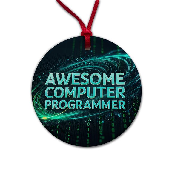 Awesome Computer Programmer Inspirational Christmas Tree Holiday Round Ceramic Ornament