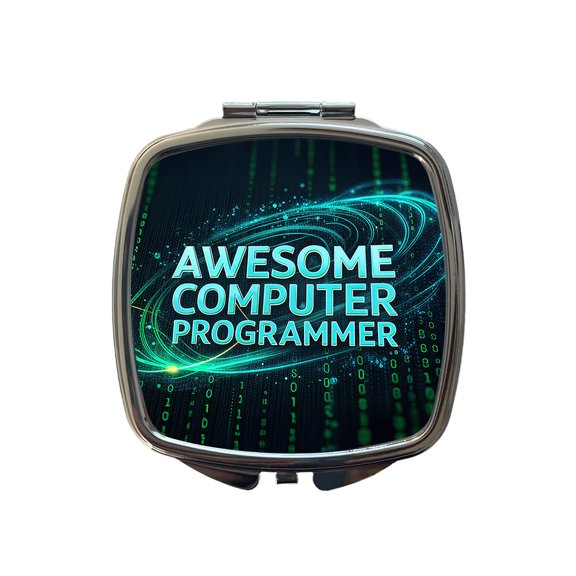 Awesome Computer Programmer Inspirational Travel Makeup Handbag Purse Small Pocket Compact Mirror