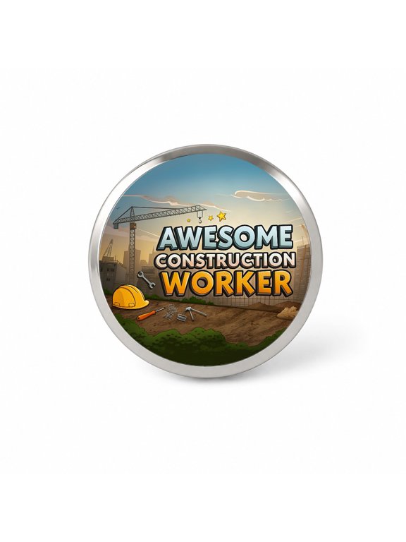 Awesome Construction Worker Inspirational Backpack Hat Novelty Lapel Pin