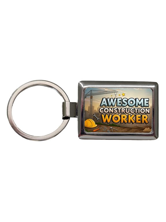 Awesome Construction Worker Inspirational Metal Rectangle Keychain