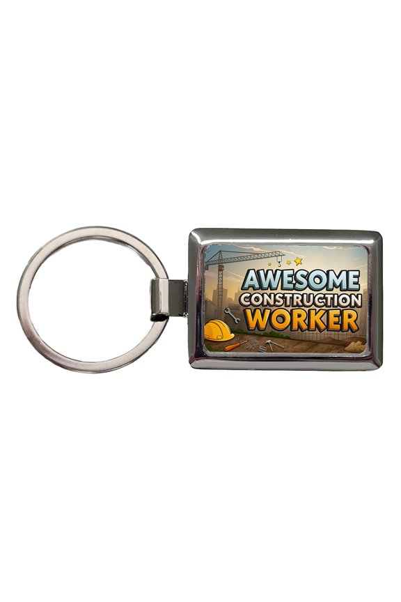 Awesome Construction Worker Inspirational Metal Rectangle Keychain
