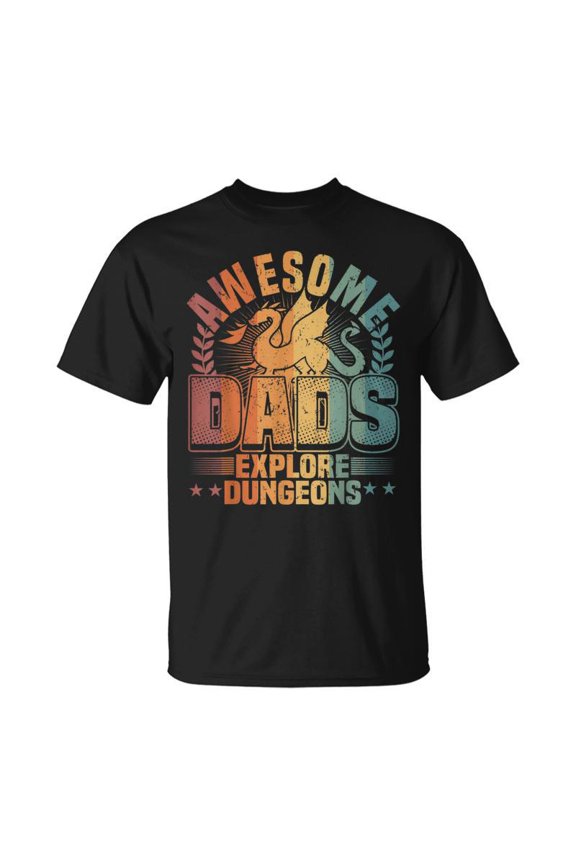 Awesome Dads Explore Dungeons Rpg Gaming Board Game Dad TShirt
