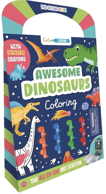 Awesome Dinosaurs Coloring: The All-In-One Art Station with Stackable Crayons, (Paperback)