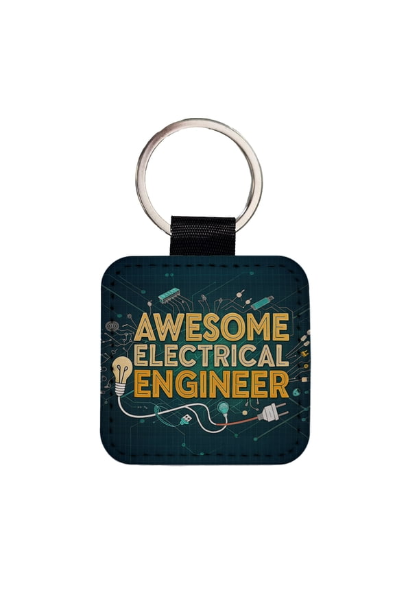 Awesome Electrical Engineer Inspirational Faux Leather Square Keychain