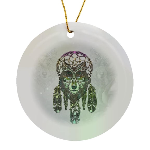 3drose, Awesome Elegant Wolf, Circle Porcelain Ornament