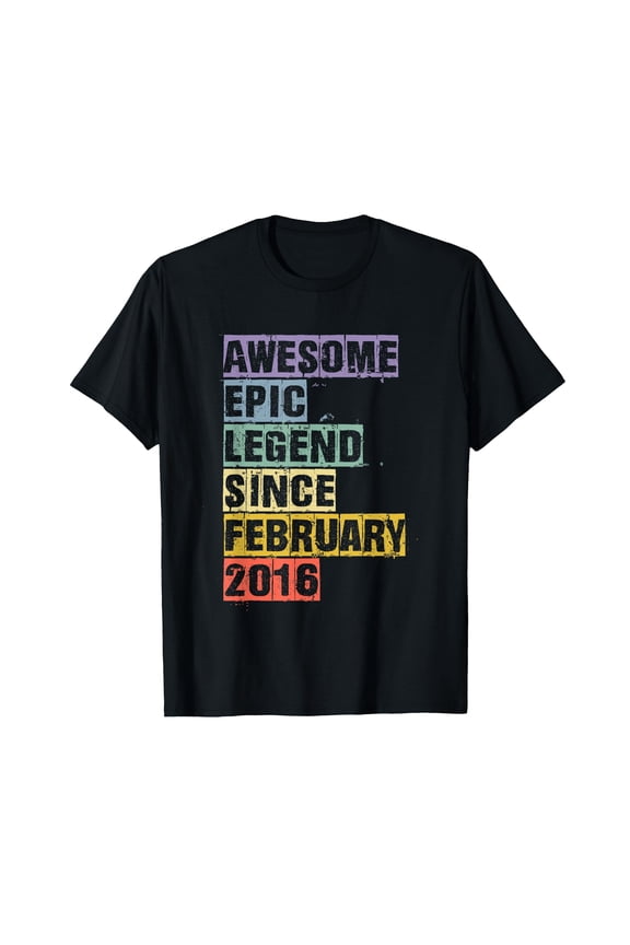 Awesome Epic Legend Since February 2016 5th Birthday Colorful Text T-Shirt Gift