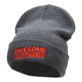 thumbnail image 1 of Awesome Father Embroidered 12 Inch Long Knitted Beanie - Dk Grey OSFM, 1 of 5