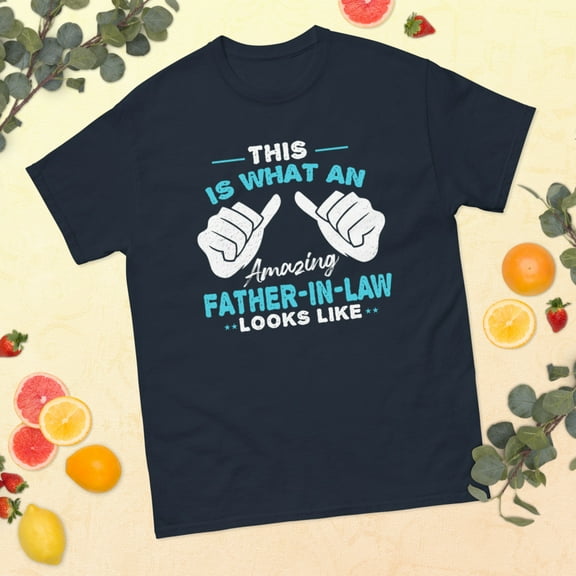 Awesome Father-In-Law Father's Day Papa Daddy Father Graphic classic tee (Navy, L)