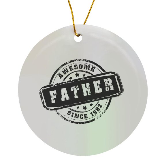 3drose, Awesome Father Since 1982 Year of Birth of First Born Child Stamp - Worlds Greatest Dad - Best Daddy, Circle Porcelain Ornament