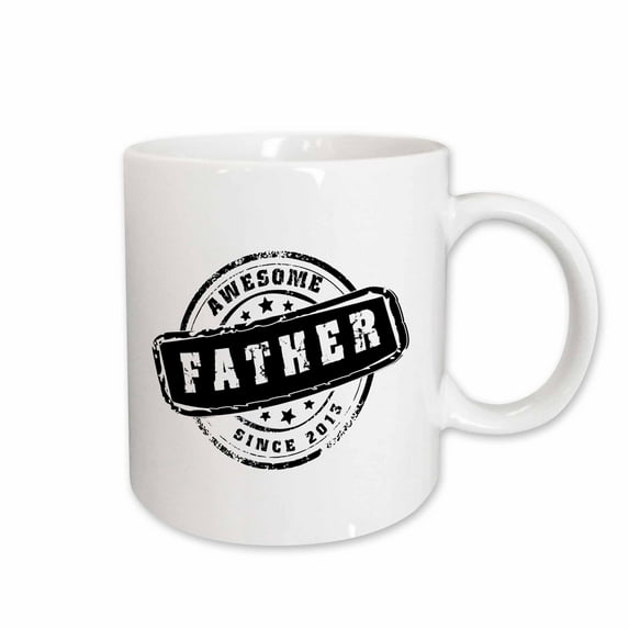 3drose, Awesome Father Since 2013 Year of Birth of First Born Child Stamp - Worlds Greatest Dad - Best Daddy, 15oz Mug