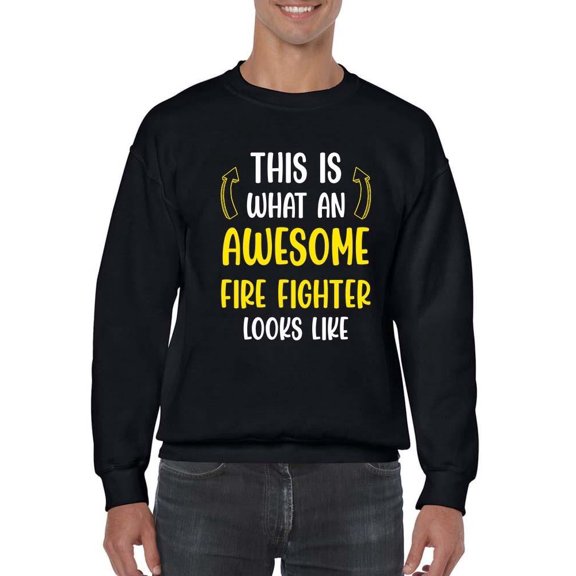 Awesome Fire Fighter Looks Like Sweatshirt Men -Smartprints Designs, Male Medium
