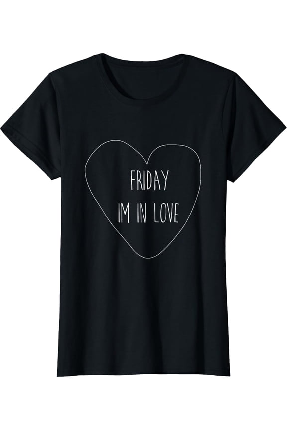 Awesome Friday I'm in Love Heart Shirt For Ladies - Black T-Shirt