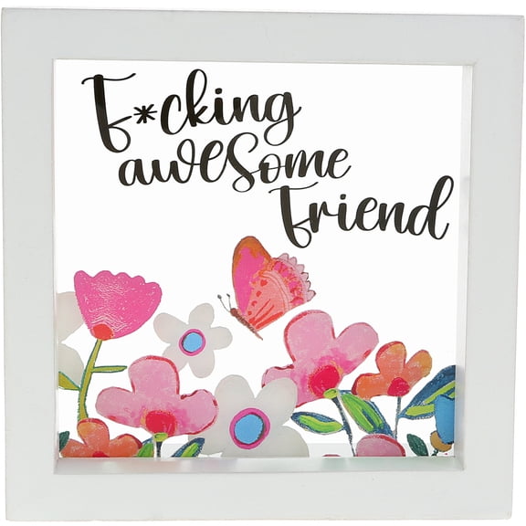 Pavilion Gift Company - Awesome Friend - 5" x 5" Framed Glass Plaque