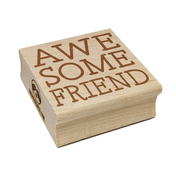 Awesome Friend Fun Text Square Rubber Stamp Stamping Scrapbooking Crafting - Medium 1.75in