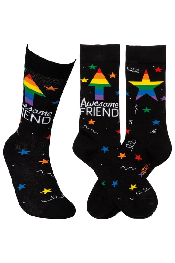 Awesome Friend Stars Patterned Socks Black Colorful Funny Novelty Socks by The Bullish Store