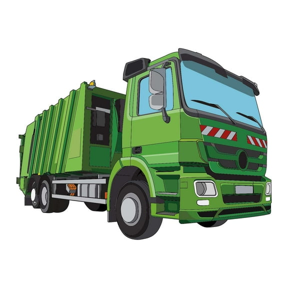 Awesome Garbage Truck Artwork Vinyl Wall Decal - Disposal Vehicle for Dump Art Drawing Wall Decoration 20" x 15"