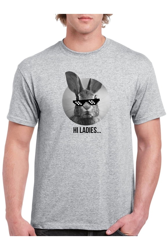 Awesome Glasses Rabbit Saying Hello Men Athletic Heather T-Shirt, Male Large
