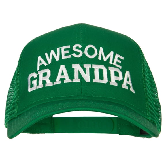 Awesome Grandpa Embroidered Solid Cotton Mesh Pro Cap - Kelly OSFM