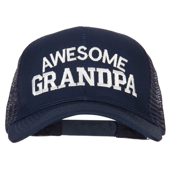 Awesome Grandpa Embroidered Solid Cotton Mesh Pro Cap - Navy OSFM