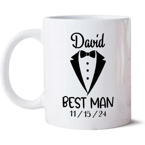 Awesome Groomsman Coffee Mug, Customized Groom Ceramic Mug With Name & Date, Thank You Groomsmen Porcelain Cup Gift, Personalized Best Man Pottery Cup, Wedding Cup For Groom, White Mug 11oz