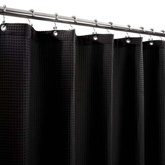 Awesome Home Cotton Blend Honeycomb Waffle Shower Curtain 72"Wx72"L - Black