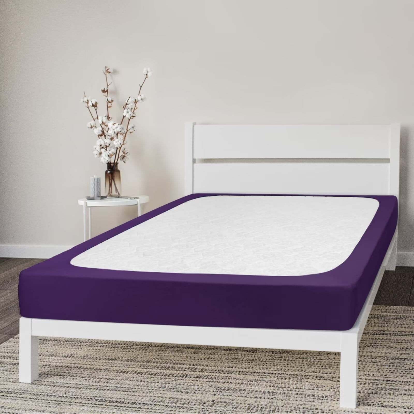 Queen Purple High Stretch Jersey Knit Box Spring Cover