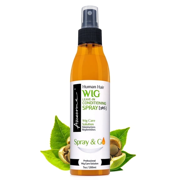 Awesome Human Hair Wig Leave in Conditioner Spray, pH5, Prevents Dryness, Promotes Silkiness, Shine, Freshness, Easy Combing & Detangles Hair 7oz