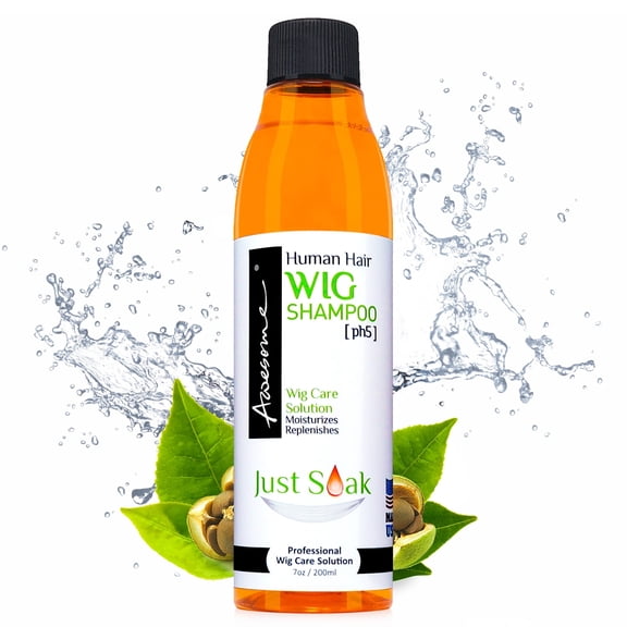 Awesome Human Hair Wig Shampoo, pH5, Wig Care Solution, Adds Body & Volume, Promotes Silkiness and Shine, Detangle Wig & Easy Combing, Provides Freshness Feeling 7oz