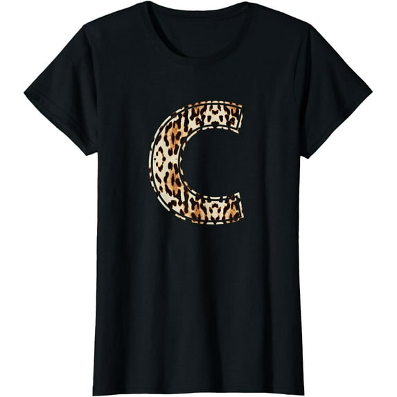 Awesome Letter C Initial Name Leopard Cheetah Print T-Shirt