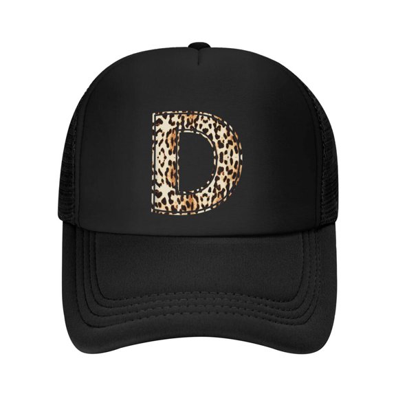 Awesome Letter D Initial Name Leopard Cheetah Print Baseball Cap