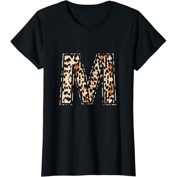 Awesome Letter M Initial Name Leopard Cheetah Print T-Shirt