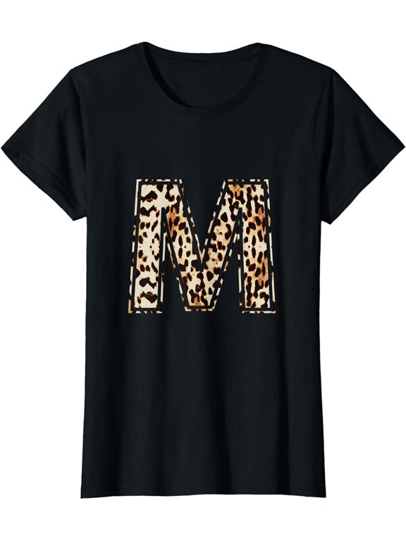 Awesome Letter M Initial Name Leopard Cheetah Print T-Shirt
