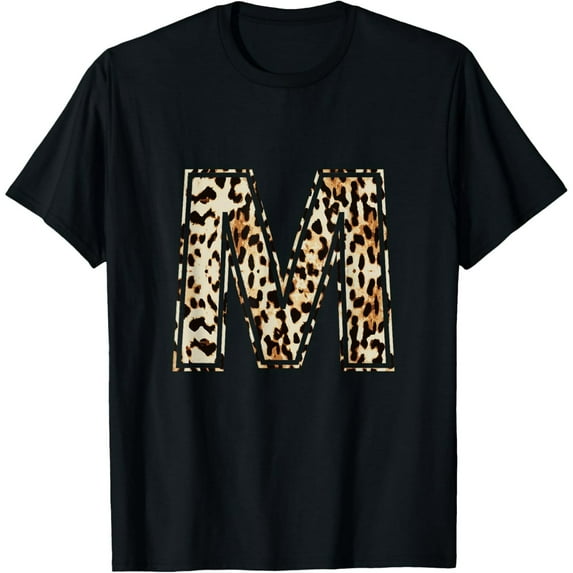 Awesome Letter M Initial Name Leopard Cheetah Print T-Shirt